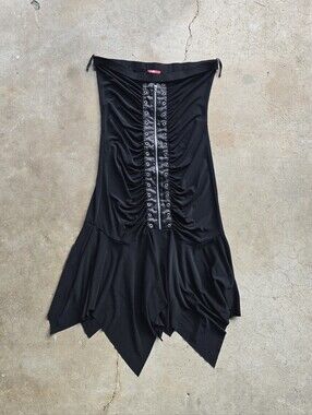 Vintage Y2k Ruched Going Out Club Rave Goth Grommet Fairy Grunge Dress